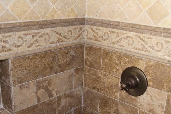 shower Travertine with border.