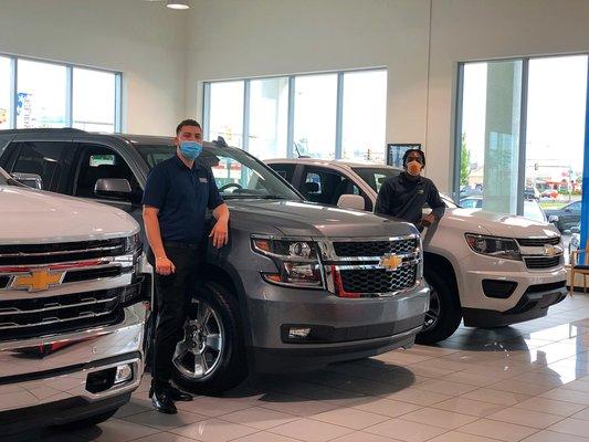 Sales Associates at Hessert Chevrolet are social distancing and wearing their masks!