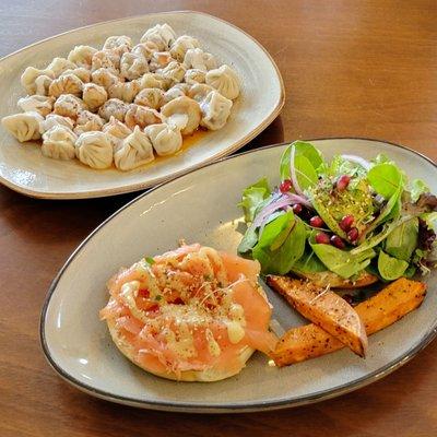 Beef Manti, Bagel & Lox