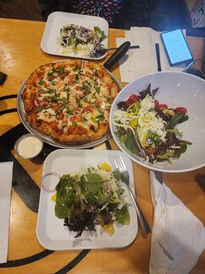 Garden pizza and salad.