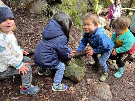 Our preschoolers playing in the great outdoors.