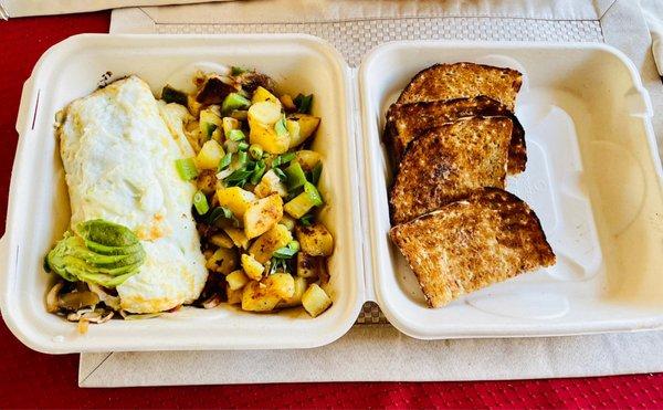 takeout: breakers' omelet with potatoes & whole wheat toast