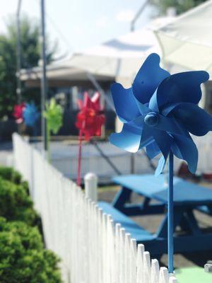 Pinwheels by the seating area