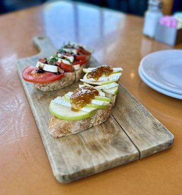 Fresh Mozzarella and Brie / Apple Bruschetta