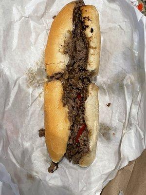 A joke of a cheesesteak.