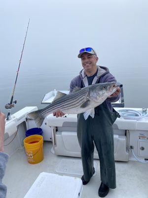 Trolling maja spoons and mojos for striped bass