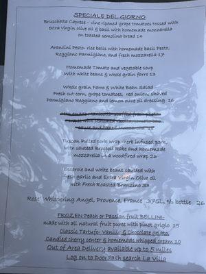 Menu / special menu