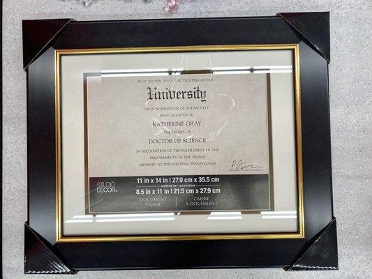 Diploma frame