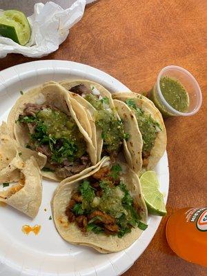 Carnitas and adobada tacos