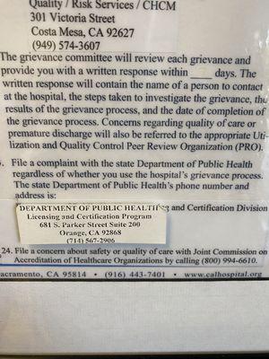 File your complaints with the Department of Public Health.  In our most vulnerable times we should be worthy of receiving proper care.