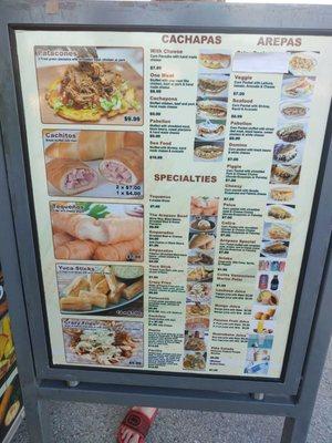 Menu with pricing