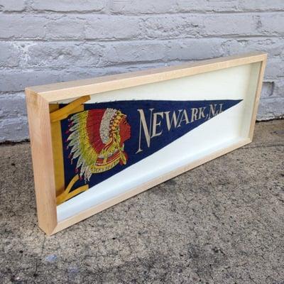 Vintage Newark Pennant (circa 1940's) ShadowBoxed on Blond Maple Frame.