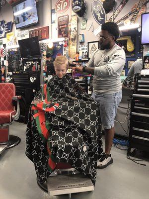 Gio gave my son the coolest haircut!