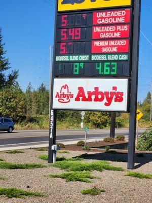 Diesel credit on sign $4.68.