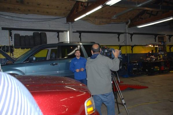 This is Alberto giving an interview for the Univision Reporters on how to maintain vehicles working properly during winter.