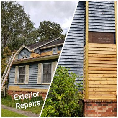 Exterior Repairs in Charleston. Siding and painting