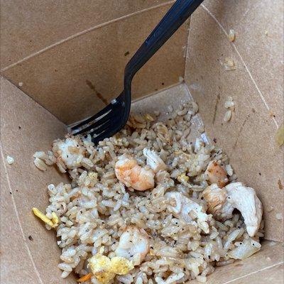 Chicken and shrimp fried rice with extra garlic butter