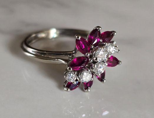 14K White Gold Natural Ruby and Diamond Ring.

LisaJewelers.com