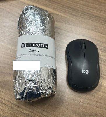 Burrito - ette, slightly larger than a mouse with under cooked rice.