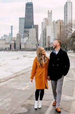 Chicago skyline engagement photography