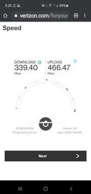 Verizons own speed test at aprox. 5:30AM, 1 Gig speed my ass!!