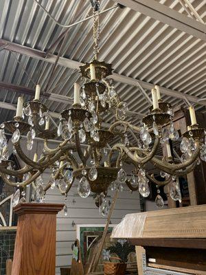 Massive brass 16 light chandelier from a jewelry store. 5 ft. diameter