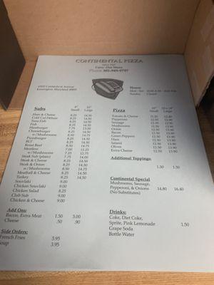 Menu as of January 2024