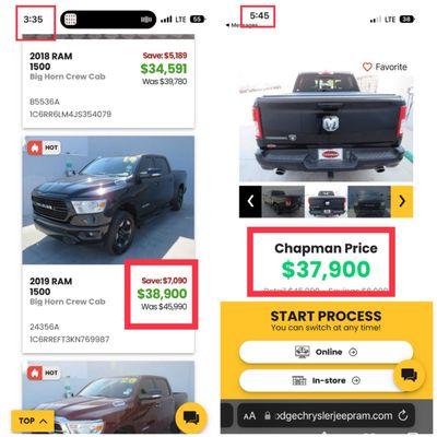 False Advertising. Stating car is not available, still showing online and even dropped price $1k while I was there! (Within 2 hours).