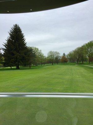 Looking down the first fairway