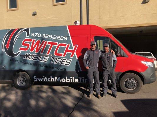 Co-Founders Adam Baker and Jeff Brausch outside the Switch Tire Vault.