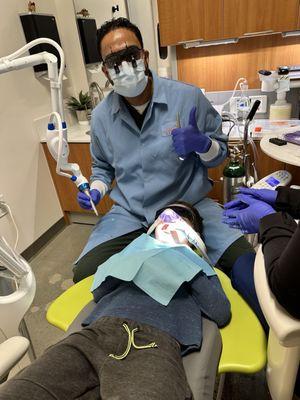 Cavities being fixed using laser