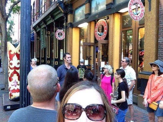 Ryan leading the tour beginning on Broadway.