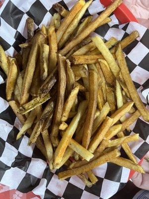 Large fries which are amazing but way to much for two people.