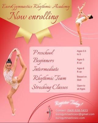 Start your journey today with rhythmic gymnastics and compete in a nationally recognized olympic sport.