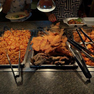 Fish fry at the buffet on a Saturday night.