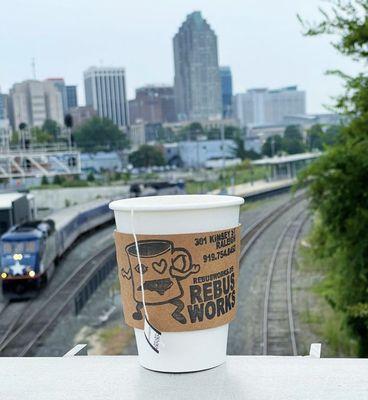 Enjoy your coffee drink or tea  on the Boylan Heights Bridge (a less than one minute walk from Rebus Works)