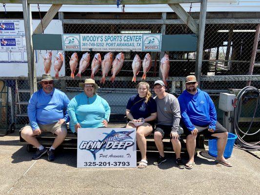 Our catch of federal red snapper.