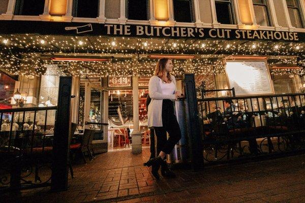 The exterior of Butcher's Cut and our patio.