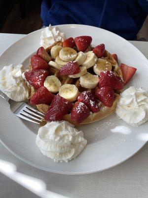 Strawberry banana Belgian waffle