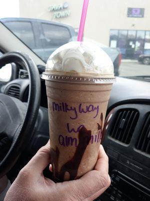 Milky Way Frappuccino (chocolate & caramel) w/Almond Milk