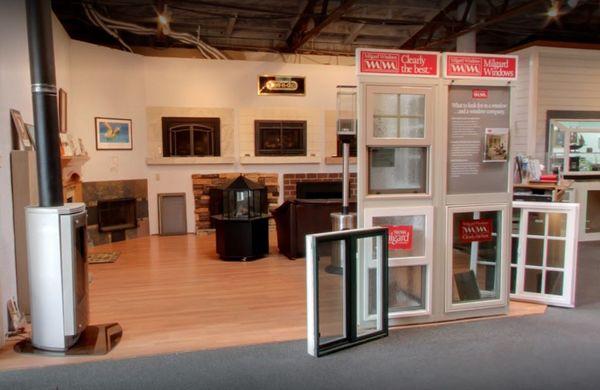 California Window & Fireplace showroom - full of window samples.