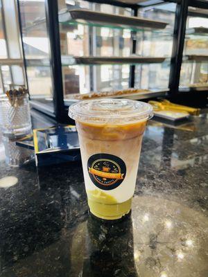 Iced pistachio latte