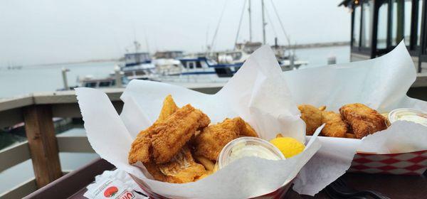 Fish n chips with a view of the harbor