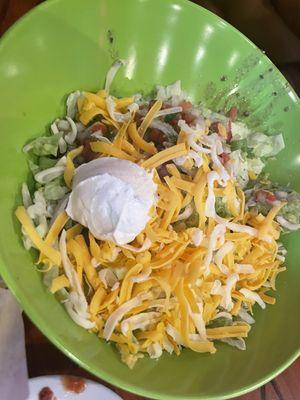 Carne asada salad before mixing