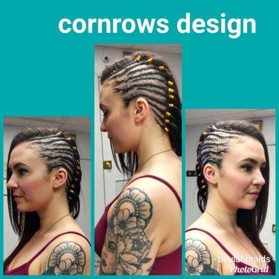 Halfway cornrows design