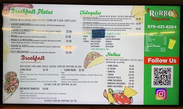 menu