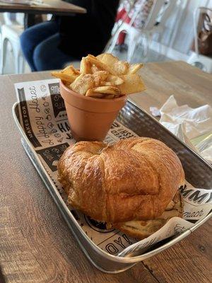 Turkey & Swiss croissant sandwich with fries