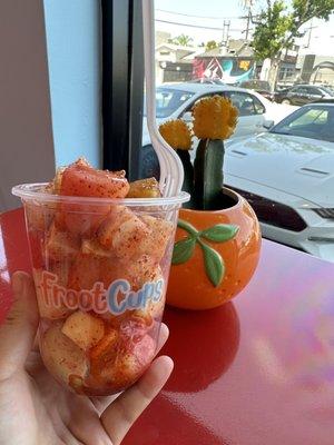 fruits cup w/jicama, watermelon, mango, honeydew w/chamoy