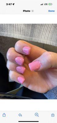 The nail polish started to come off right after the manicurist finished.The shape and length weren't what she asked for.