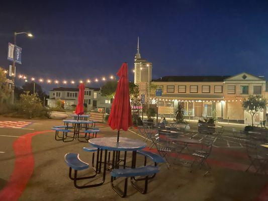 Lakeside landing at night